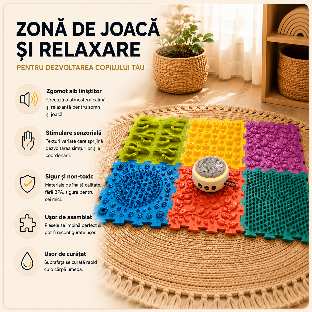 Bundle Premium Covoraș Senzorial + Aparat White Noise