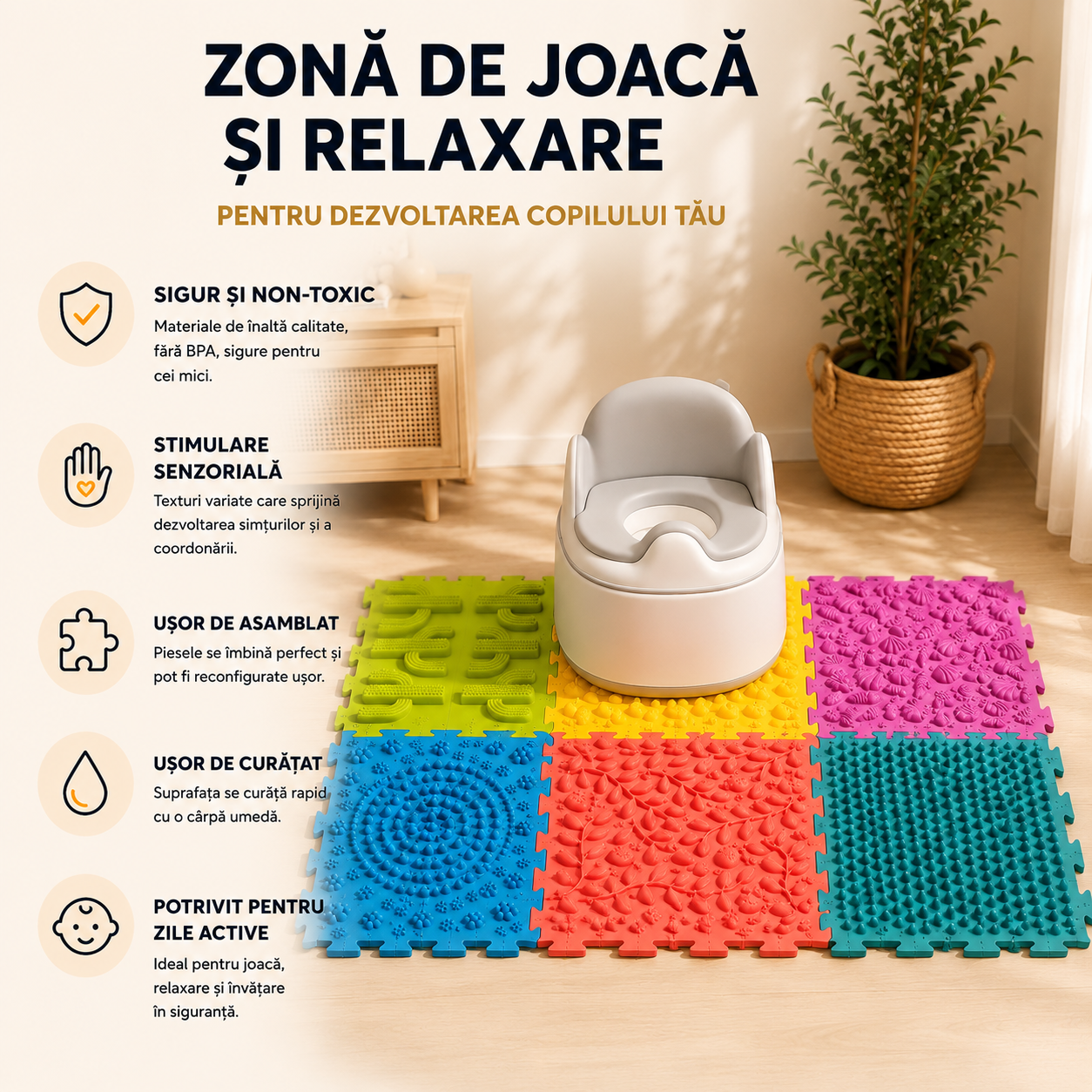 Bundle Oliță Premium Portabilă 3 în 1 pentru Copii + Covoraș Cadou